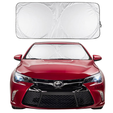GAMPRO Car Windshield Sunshade, 59" X 27" Premium Silver Coated Nylon Pop up Style Car Sun Shade, Protects You From the Sun's Heat and UV Radiation, Fits Most Normal/Small Auto Windshields