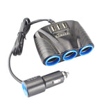 12V/24V 3-Socket  3.1A USB Cigarette Lighter Adapter DC Outlet Splitter