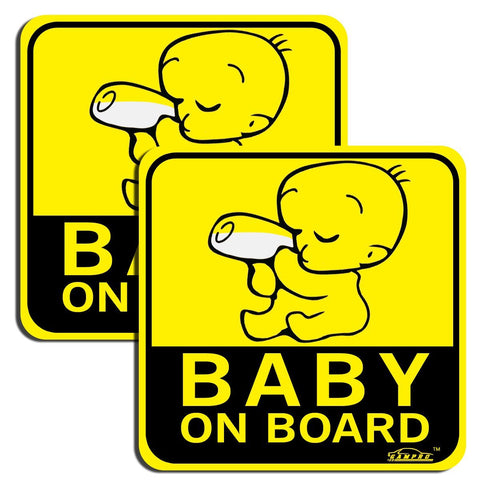 "BABY ON BOARD" with Baby Drink Milk Printing Set of 2